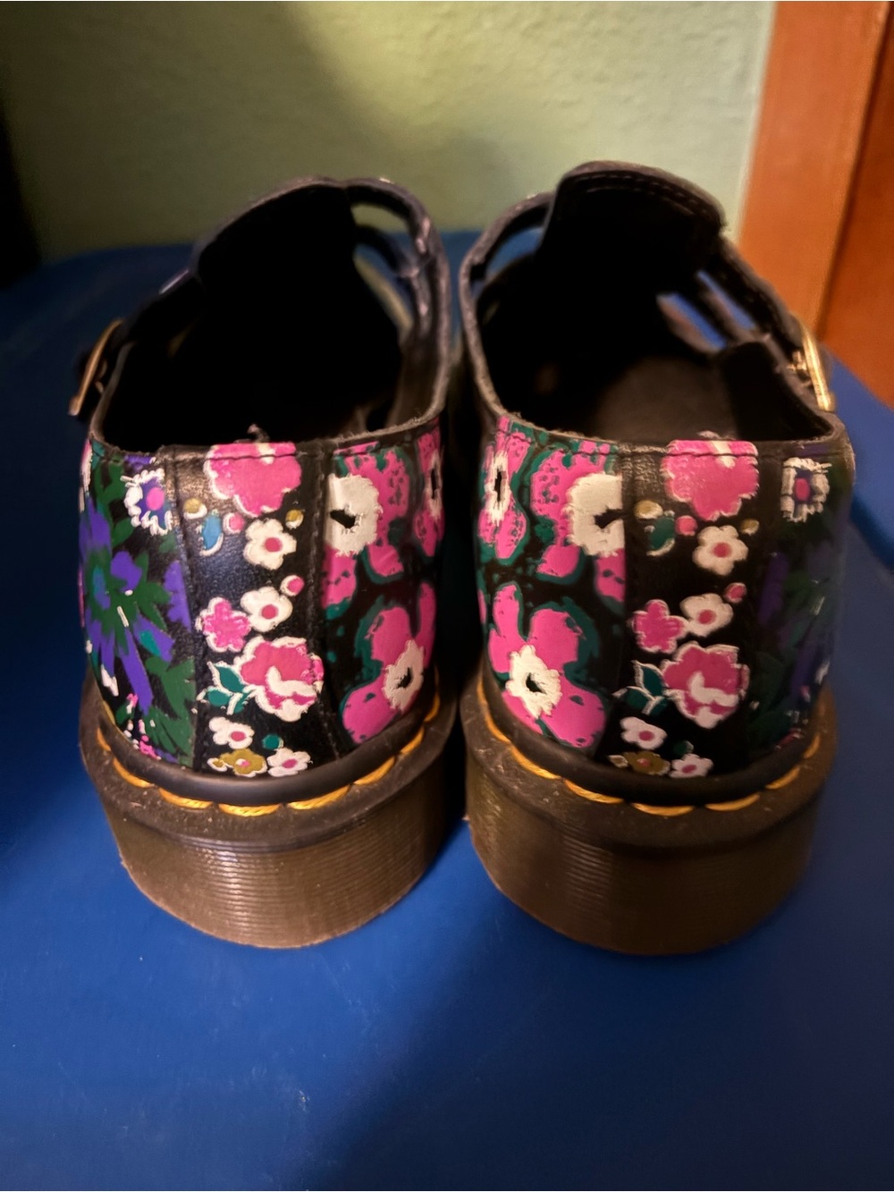 Dr. Martens Black Floral Double-Strap Mary Jane Clogs - Picture 4 of 4